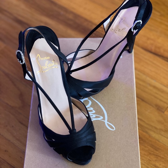 Christian Louboutin Activa Black Satin Sandals - Picture 5 of 13